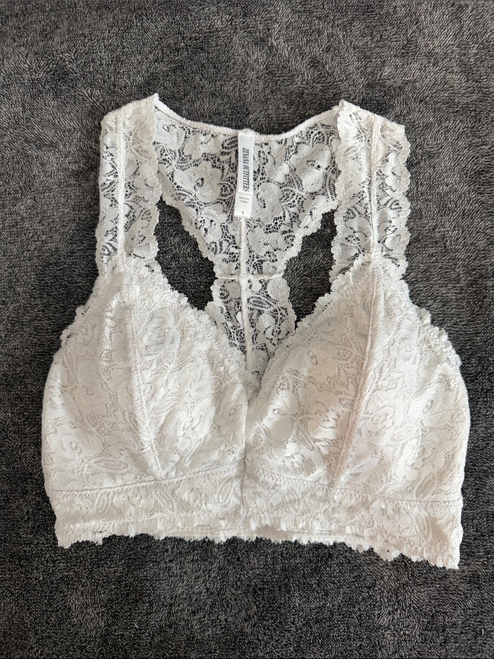Zenana White Padded Lace Brallette Sz SM